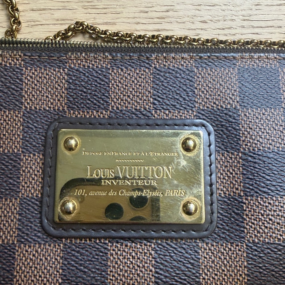 Louis Vuitton Brown Damier Ebene Eva Crossbody Pochette with Gold Hardware - Picture 7 of 12